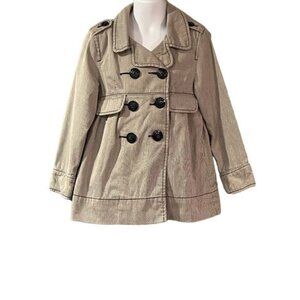 Old Navy Girls XS Blue & White Striped Double-Breasted Peacoat Jacket